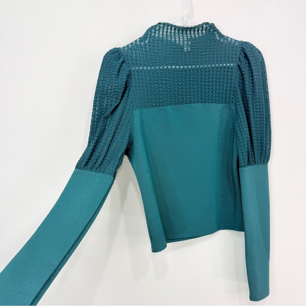 Maeve Teal Textured Puff Sleeve Top - Picture 7 of 16